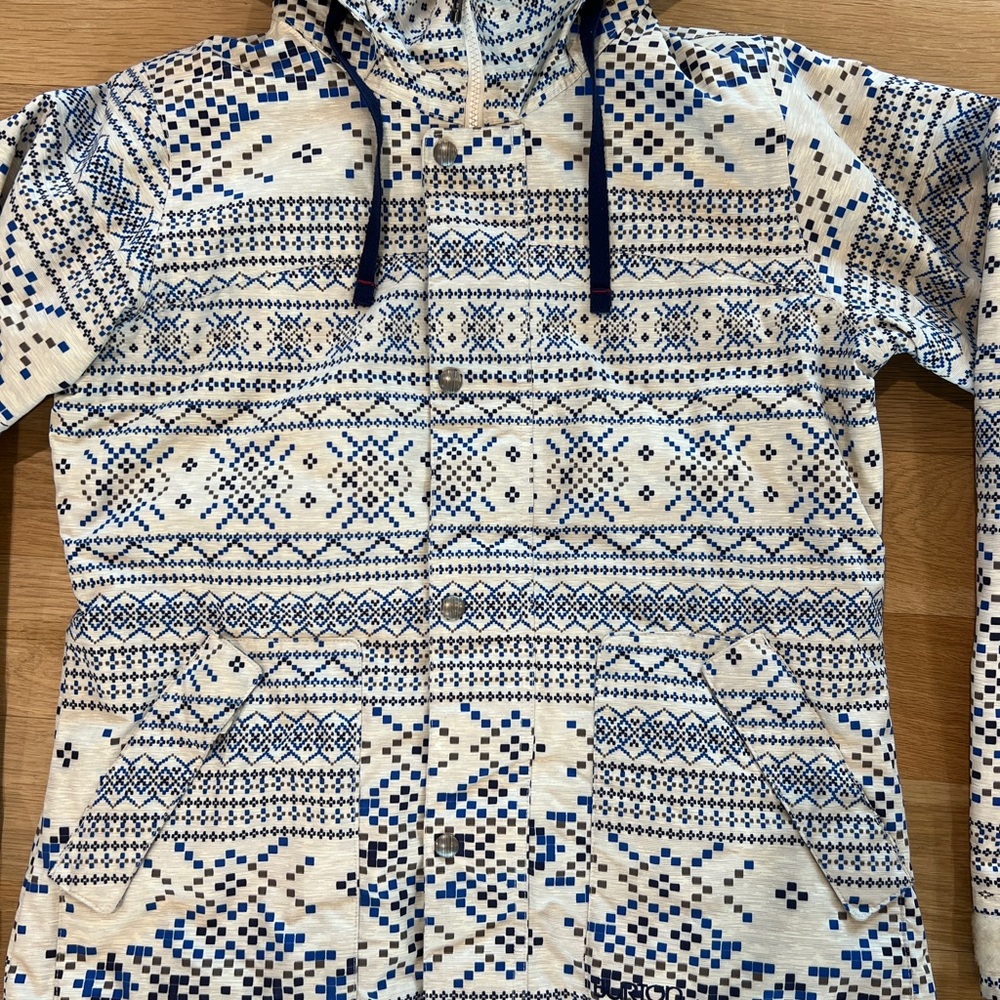 Burton dryride Ginger pixilated fair isle snowflake hooded snowboarding jacket - Picture 5 of 6